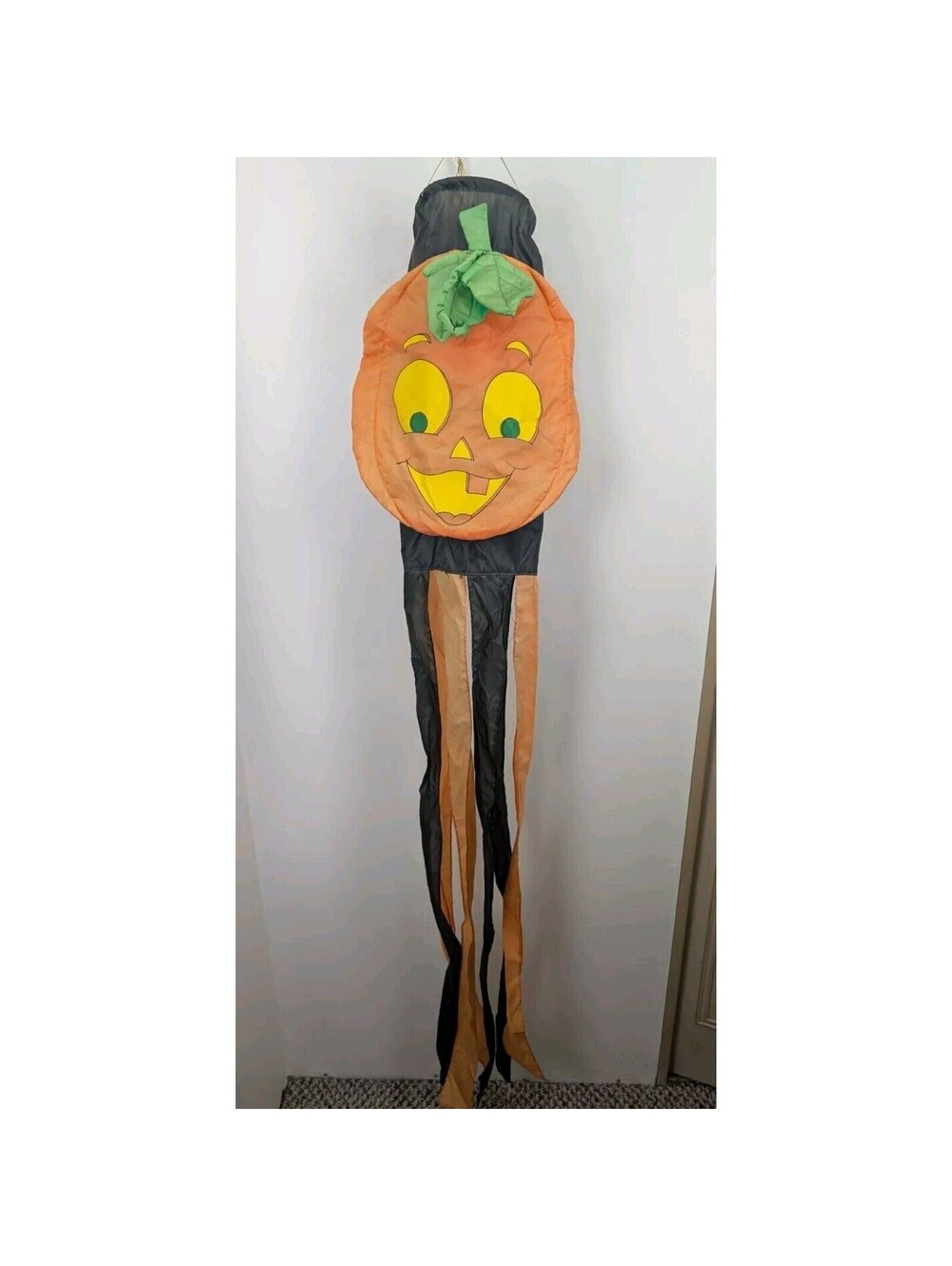 Vintage Halloween Wind Sock Pumpkin Jack O Lantern Long 60" Porch Decor